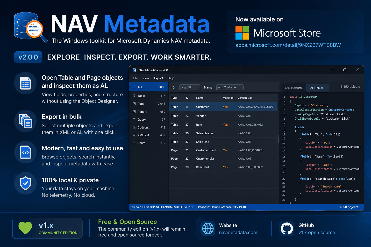 NAV Metadata v2.0 — Convert Dynamics NAV Metadata into Business Central AL